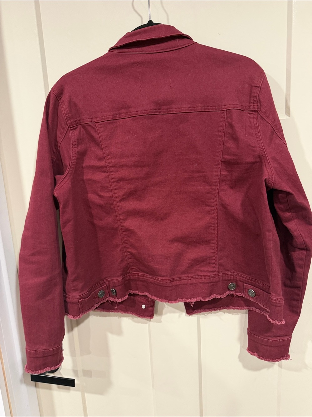 Nine West Burgundy Cropped Denim Jacket - Picture 3 of 3